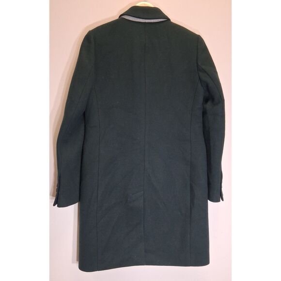 j.crew womens size 4 small long dark green teal wool long coat - Picture 7 of 10